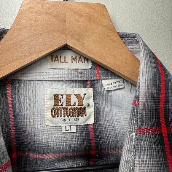 Ely Cattleman Tall Man Men's Black Pearl Snap Plaid Print Shirt Size Large Tall - Picture 4 of 6